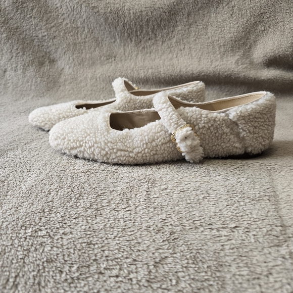 Sam Edelman Michaela Mary Jane Sherpa Flats Nature Mist Size 9 - Picture 2 of 12